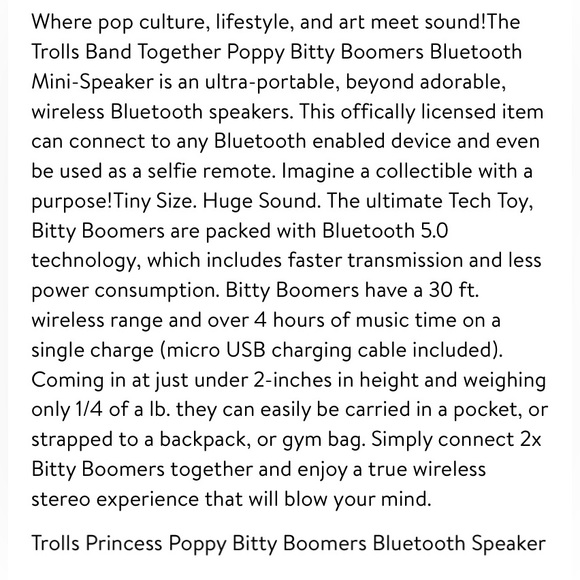 🎁BLUETOOTH WIRELESS SPEAKER COLLECTABLE DREAMWORKS TROLLS BLUETOOTH SPEAKER - Picture 10 of 11